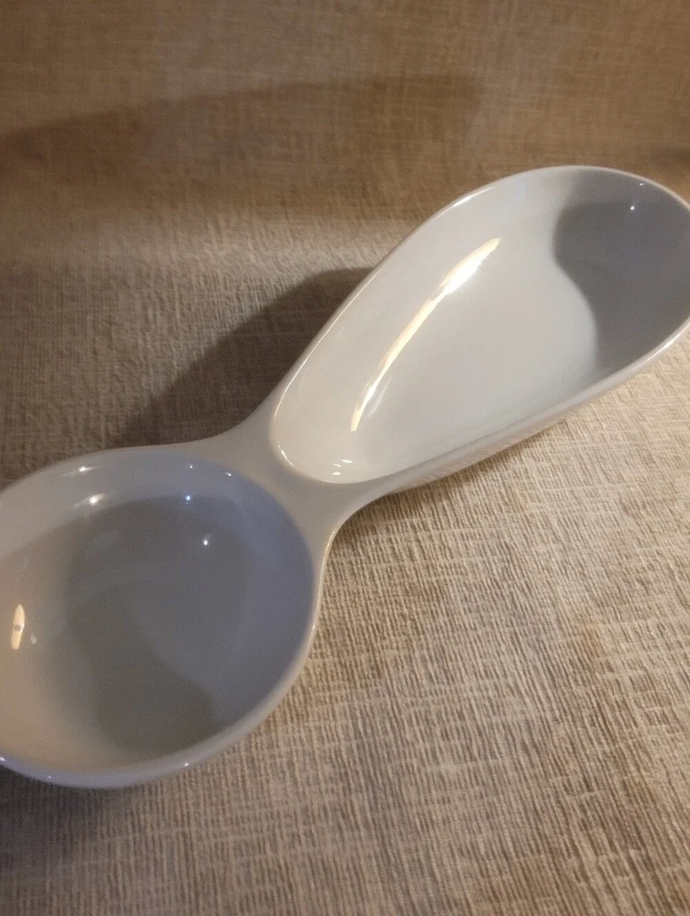Vintage Crate & Barrel White Porcelain Double Spoon Rest / Utensil Holder